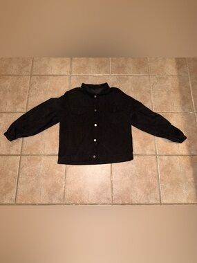 Black Corduroy Button-Front Jacket
